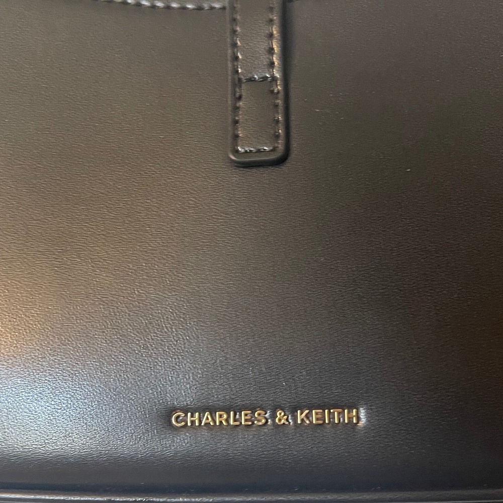Charles & Keith Cesia Metallic Accent Shoulder Bag Black - Picture 5 of 7